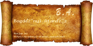 Bogdányi Atanáz névjegykártya